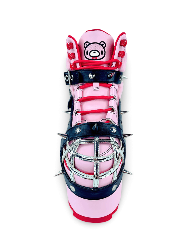 YRU Fierce Pink Gloomy Bear Spiked Platform Boots