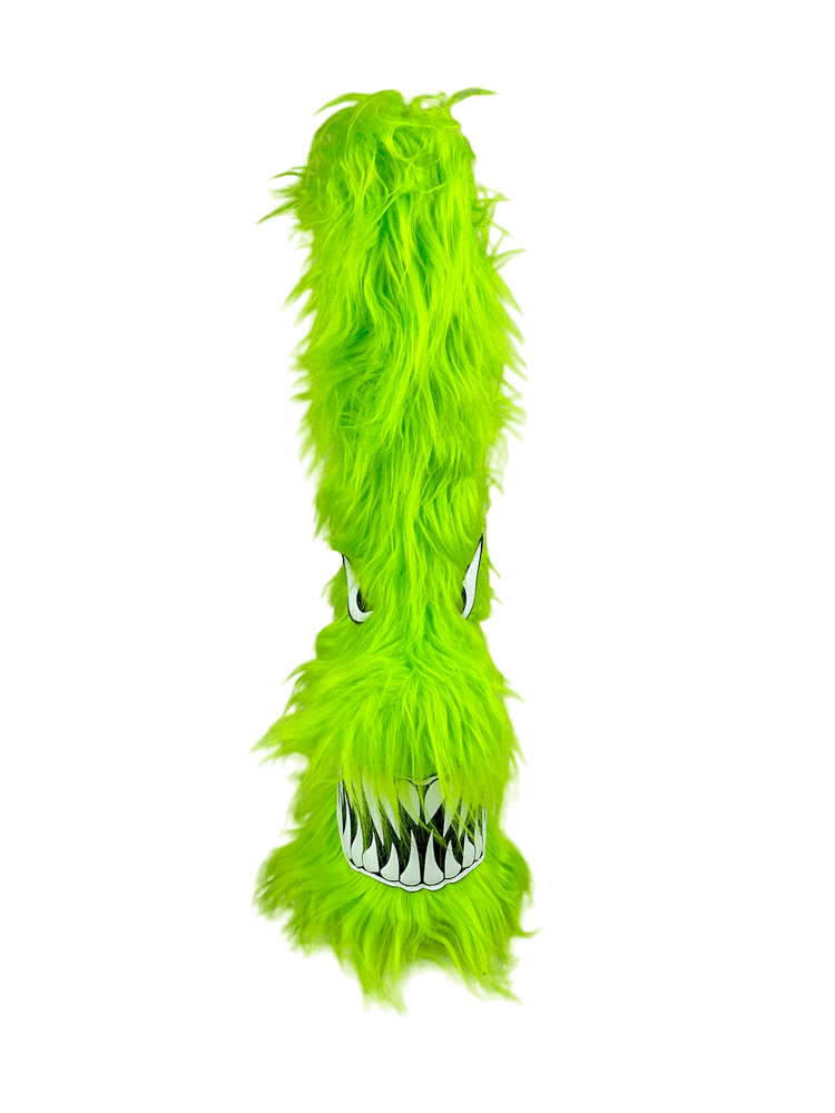 YRU Funky Green Fur Monster Boots with Eye and Teeth