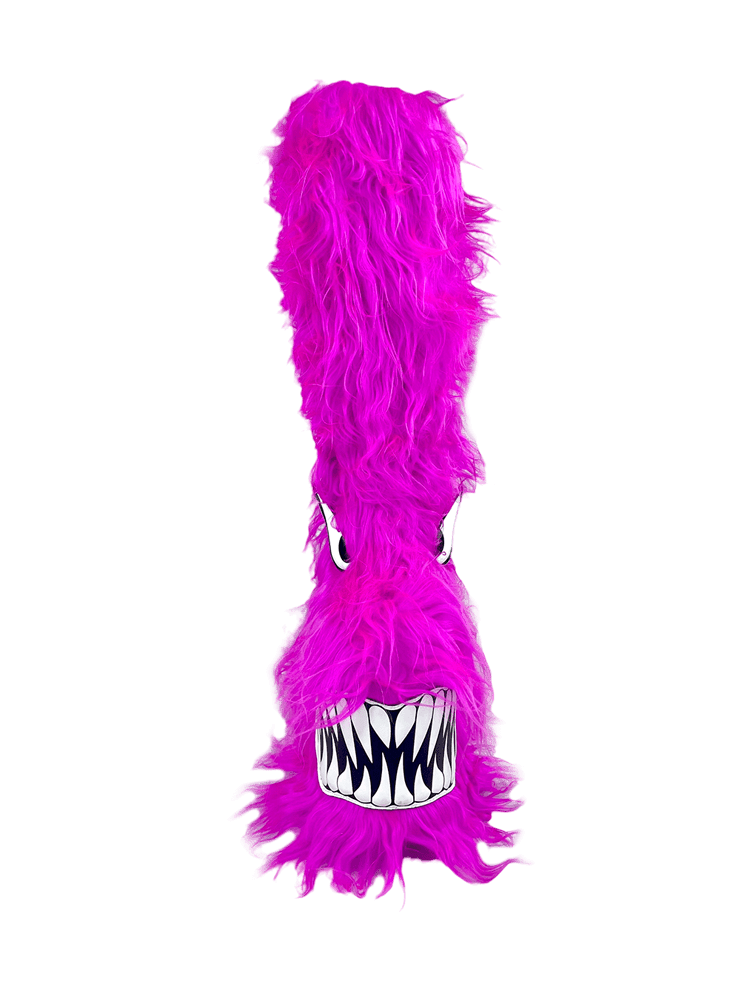 YRU Furry Pink Monster Boots with Molded Teeth