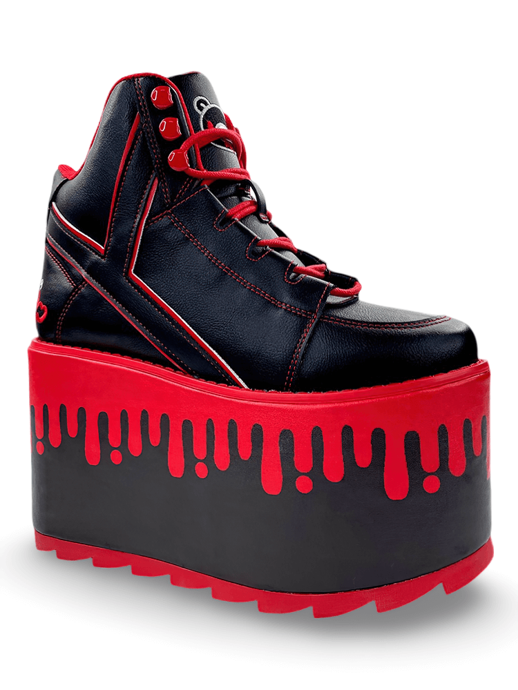 YRU Red and Black Gloomy Bear Qozmo Platform Shoes