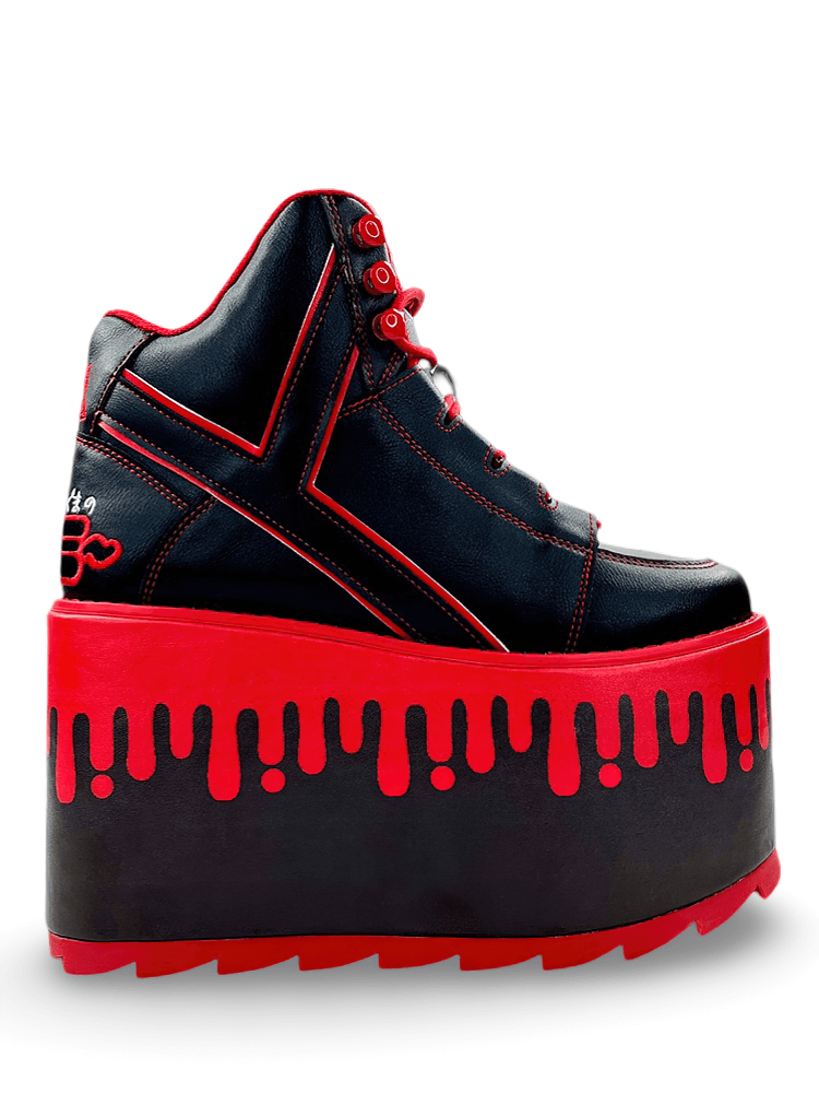 YRU Red and Black Gloomy Bear Qozmo Platform Shoes