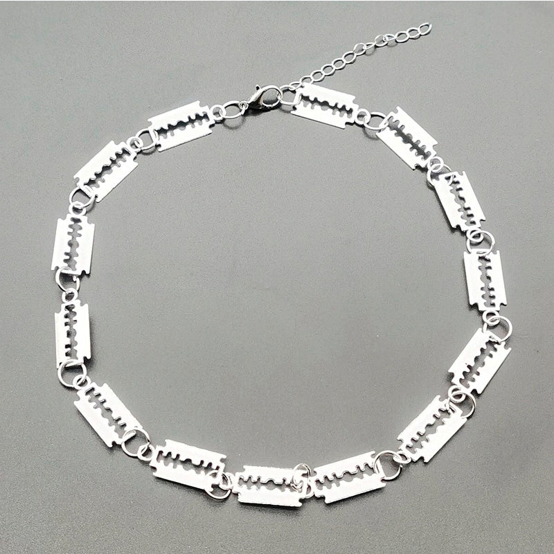 Zinc Alloy Unisex Choker In Gothic Style / Men's And Women's Necklace With 14 Blades - HARD'N'HEAVY