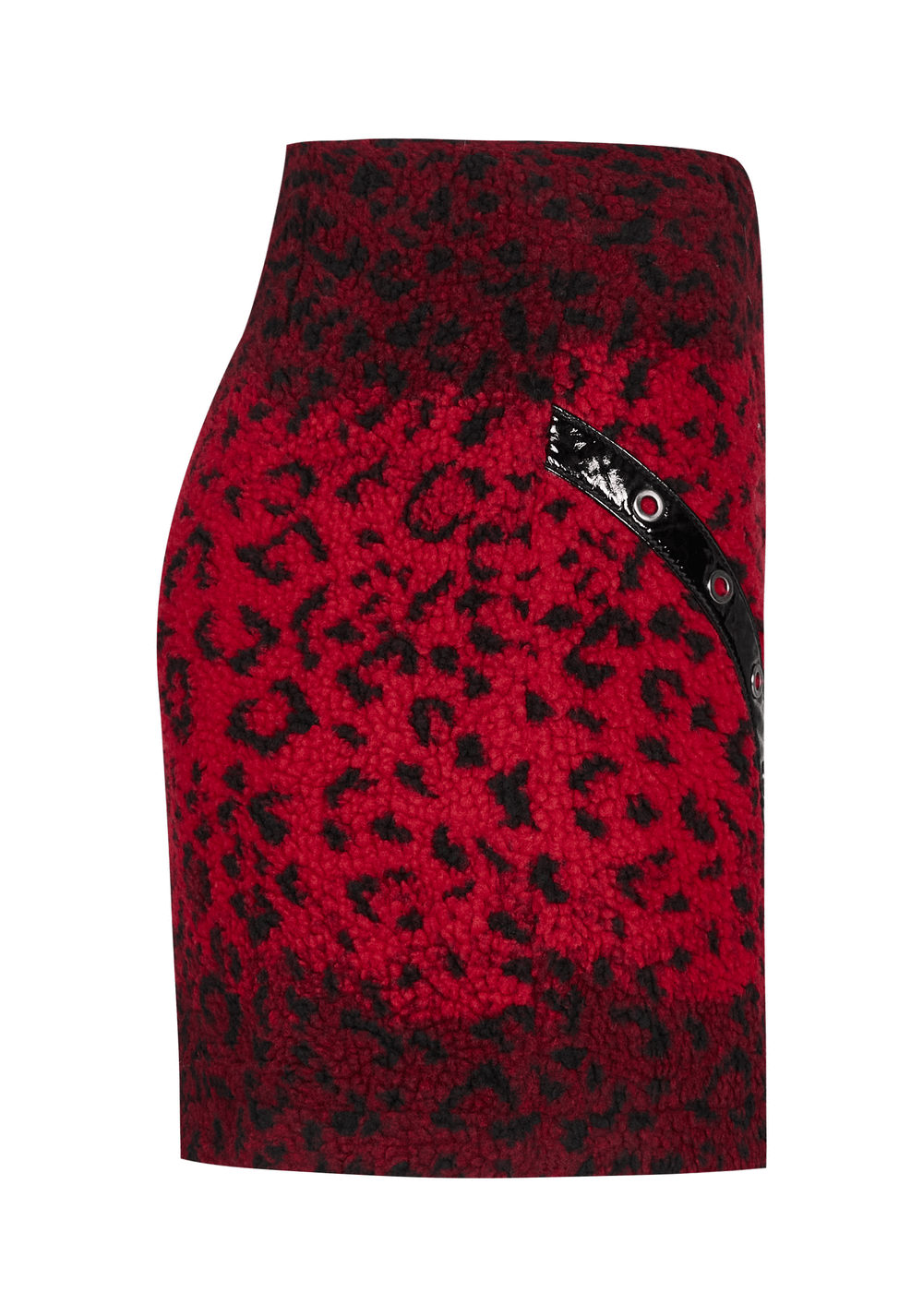 Zipper Red Leopard Punk Mini Skirt With Eyelets - HARD'N'HEAVY