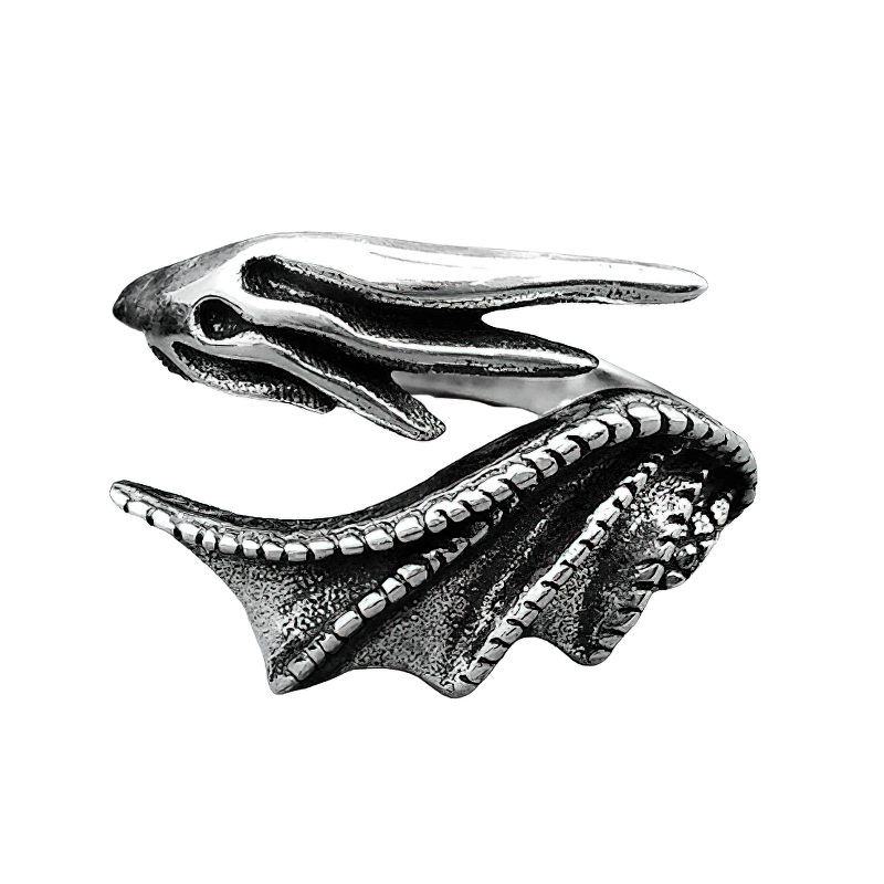 Unisex Adjustable Ring Of Evil Feather Wing / Gothic Jewelry Of 925 Sterling Silver - HARD'N'HEAVY