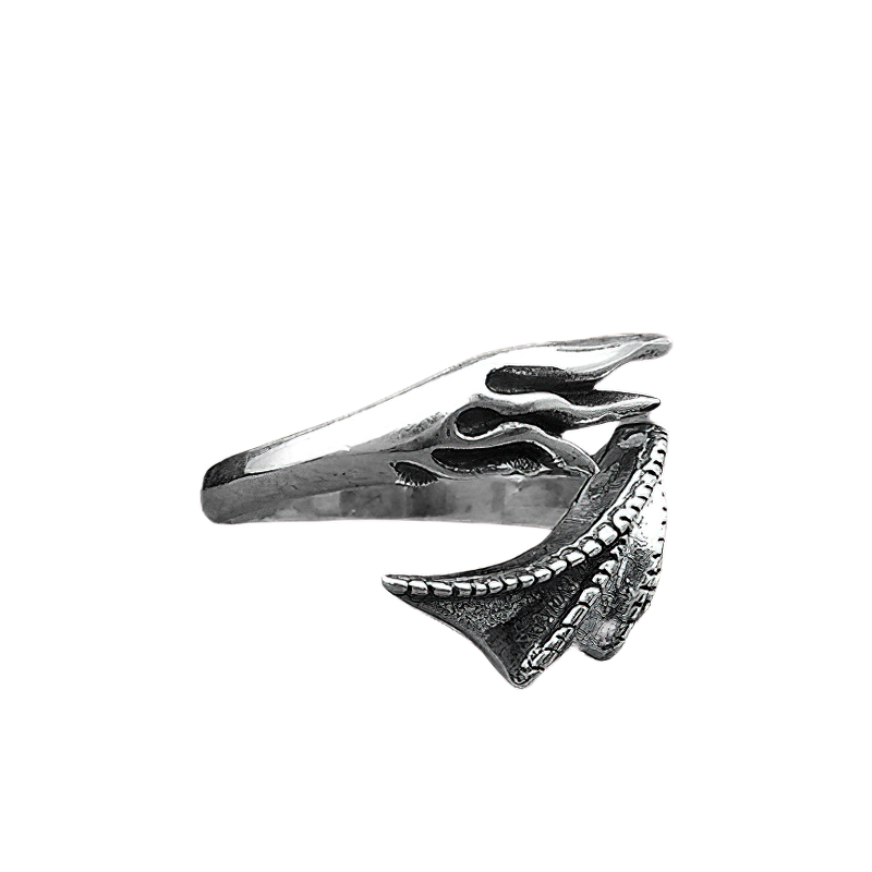 Unisex Adjustable Ring Of Evil Feather Wing / Gothic Jewelry Of 925 Sterling Silver - HARD'N'HEAVY