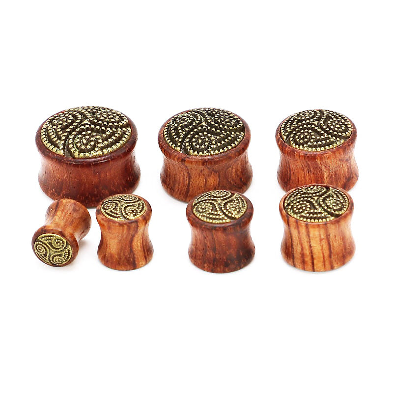1 PC Bamboo Wood Ear Plugs Jewelry Gauges / Flesh Tunnel Expander with Wing - HARD'N'HEAVY