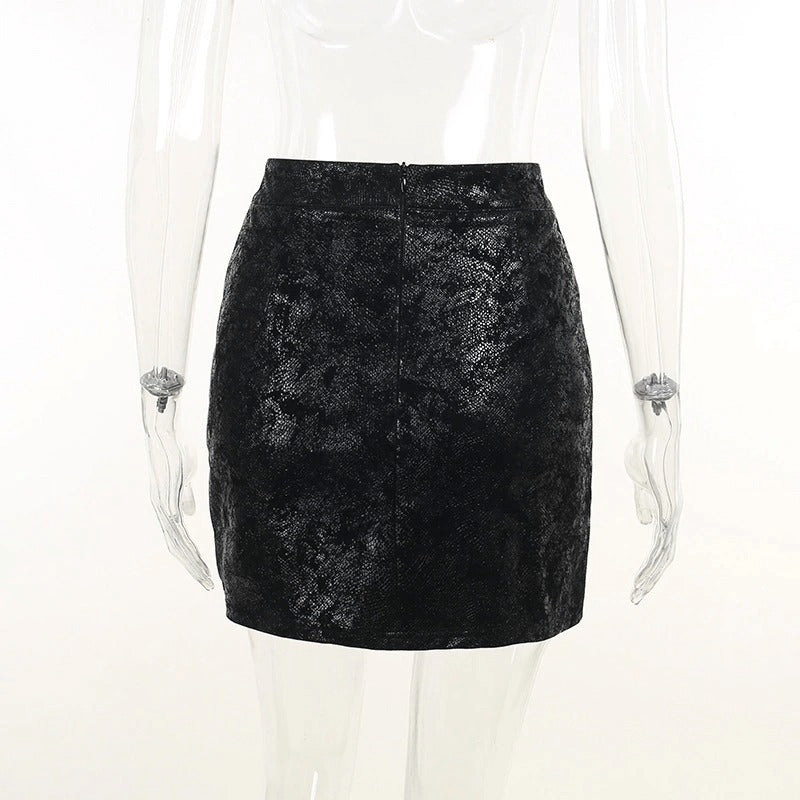 Women's High-Waisted Mini Skirt with Rivet Straps and Rings / Female Gothic Outfits