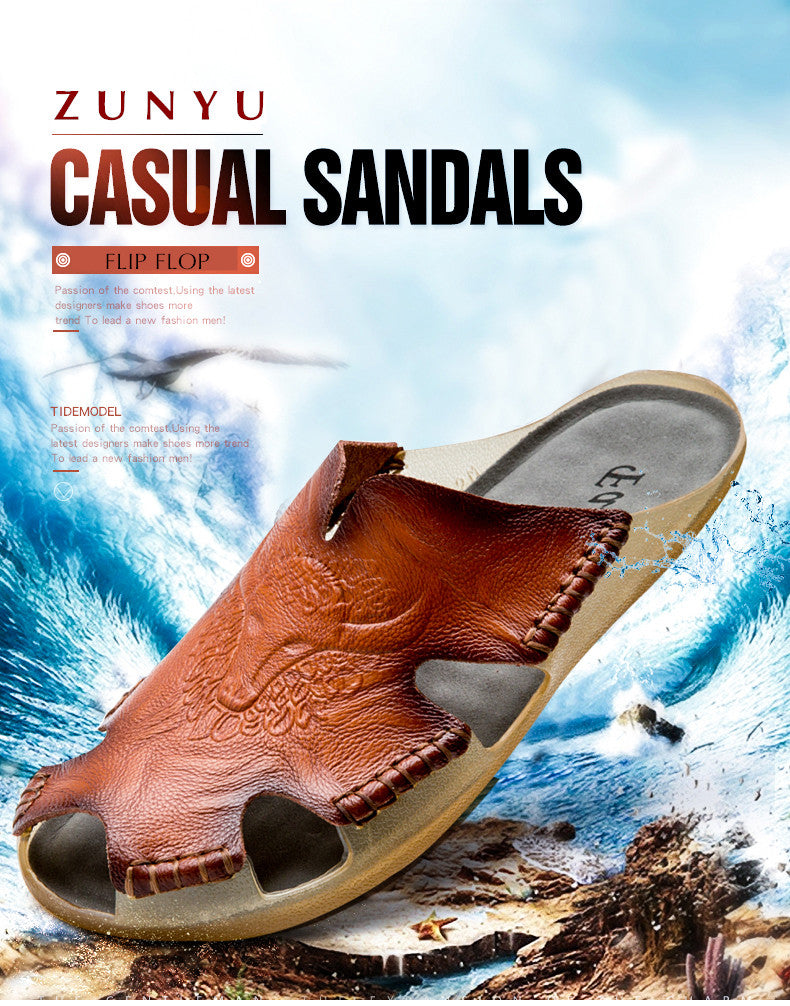 Stylish Zunyu casual sandals showcasing unique leather design, perfect for warm weather and relaxed outings.