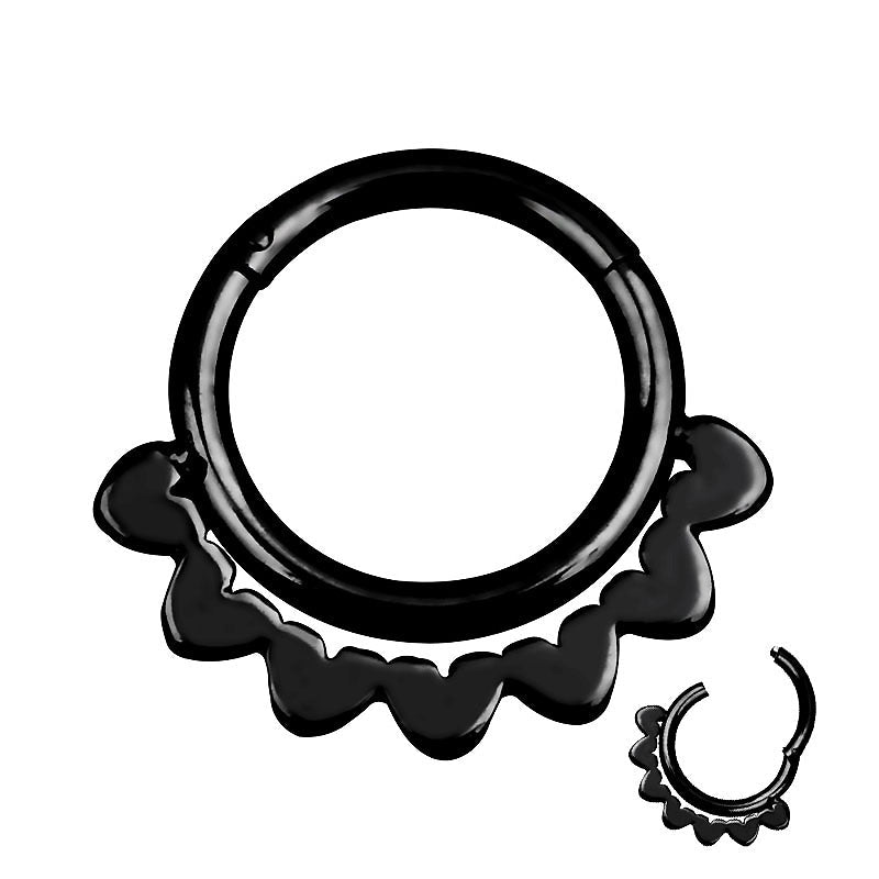 Double layers steel clicker nose hoop ring with unique pattern, perfect rock accessory for trendy piercings.