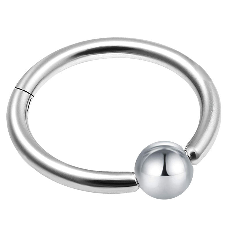 Stylish stainless steel double layer nose hoop ring with shiny pearl detail, perfect for rock fashion lovers.