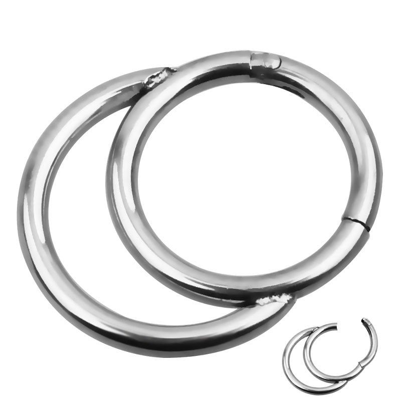 Double layers steel clicker nose hoop rings in silver, perfect for newly pierced noses and edgy fashion.