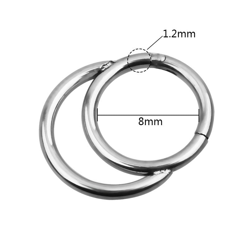 Double layers steel nose hoop rings showing dimensions of 8mm and thickness of 1.2mm for perfect fit.