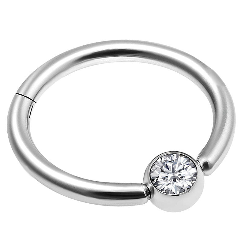 Stylish double layer steel hoop nose ring with a sparkling crystal, perfect for rock fashion accessories.