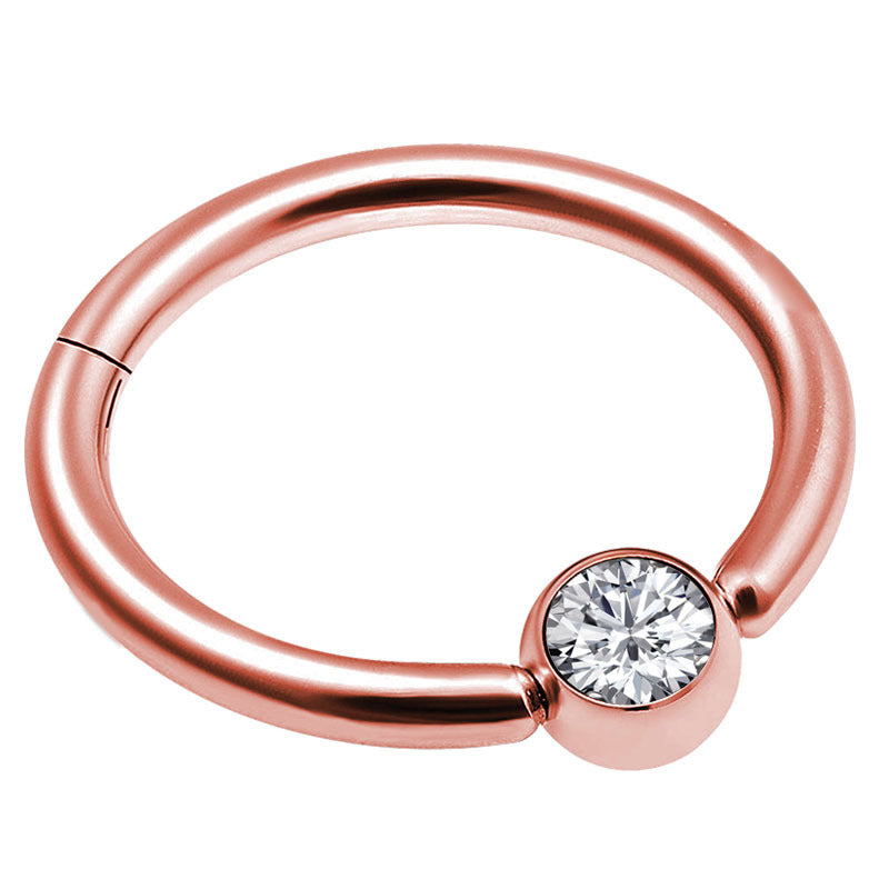 Unisex double layer stainless steel hoop nose ring with crystal, perfect for rock fashion lovers.