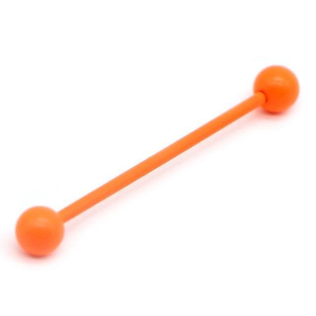 Orange stainless steel industrial piercing barbell earring for cartilage jewelry, adding a pop of color to punk rock style.
