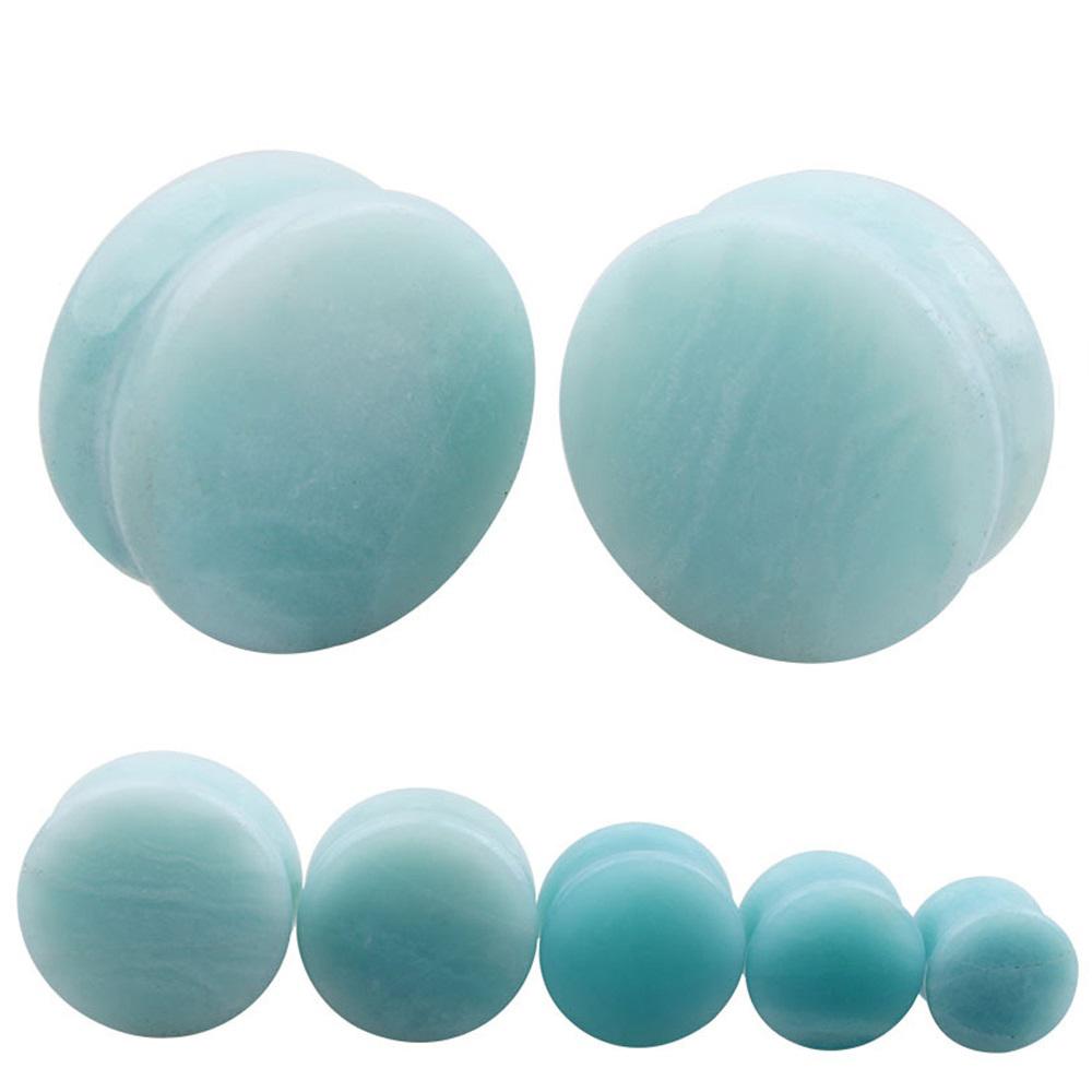 1PC amazonite stone ear plugs, trendy body jewelry with shiny surface, available in multiple sizes.