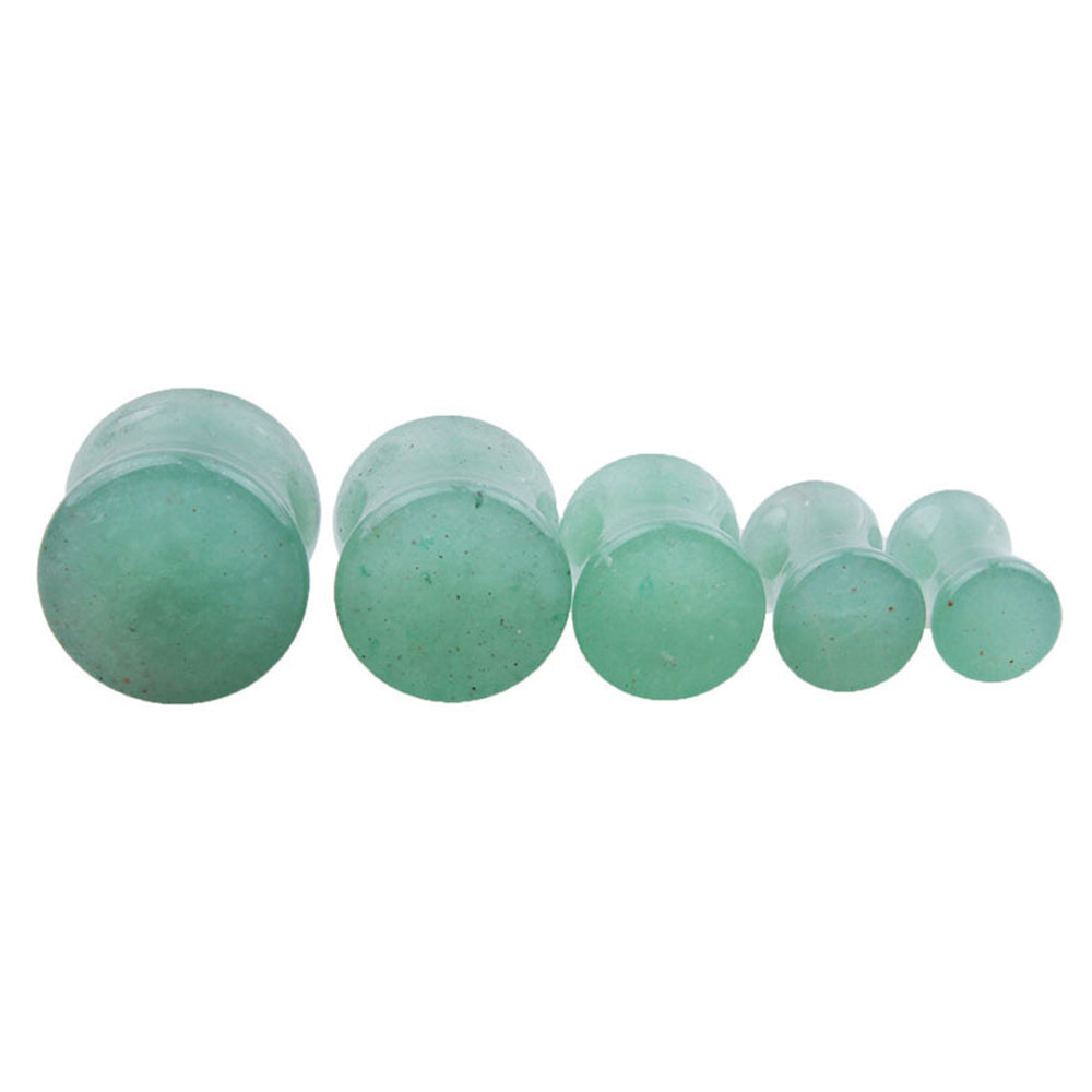 Set of aventurine stone ear plugs in various sizes, perfect for comfortable body jewelry and trendy accessories.