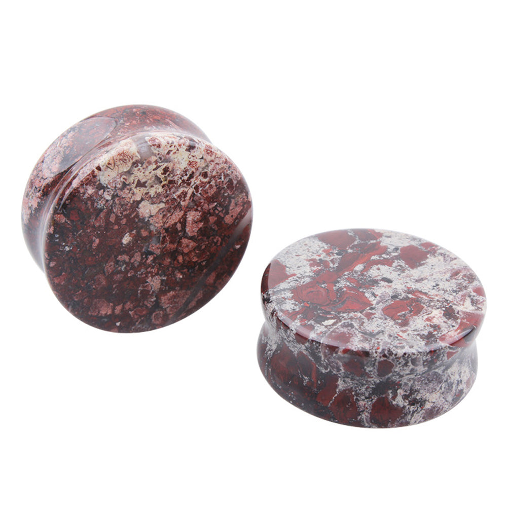 1PC Bloodstone ear plugs showcasing a unique stone design, perfect for unisex body jewelry and alternative accessories.