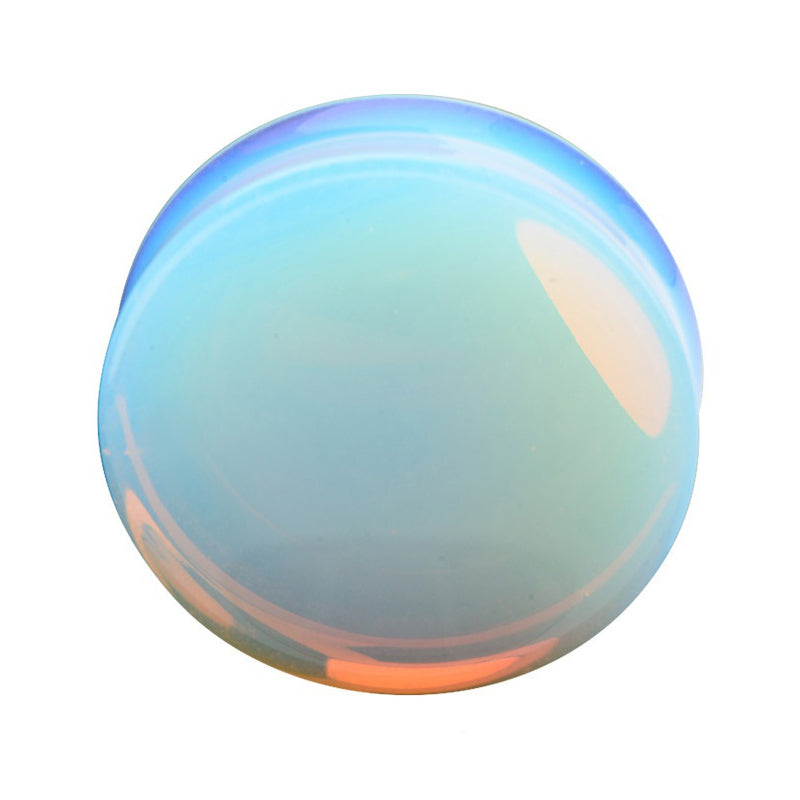 Opalite stone ear plug showcasing a stunning iridescent sheen, perfect for trendy body jewelry and piercings.