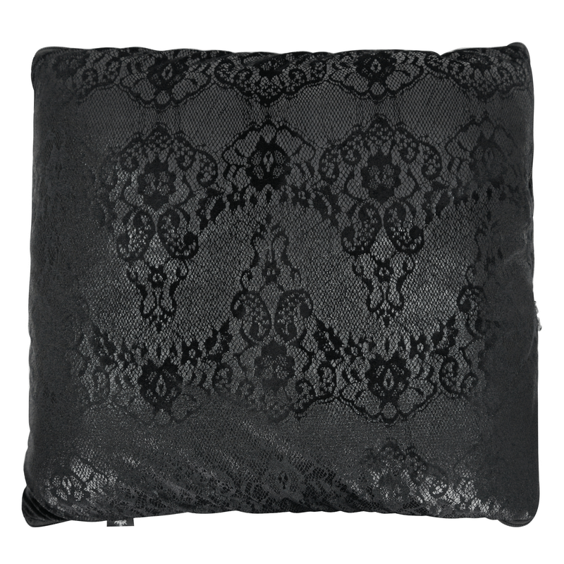 2-in-1 Cushion Blanket with Baroque Ornaments / Cosy Gothic Black Pillow & Blanket - HARD'N'HEAVY