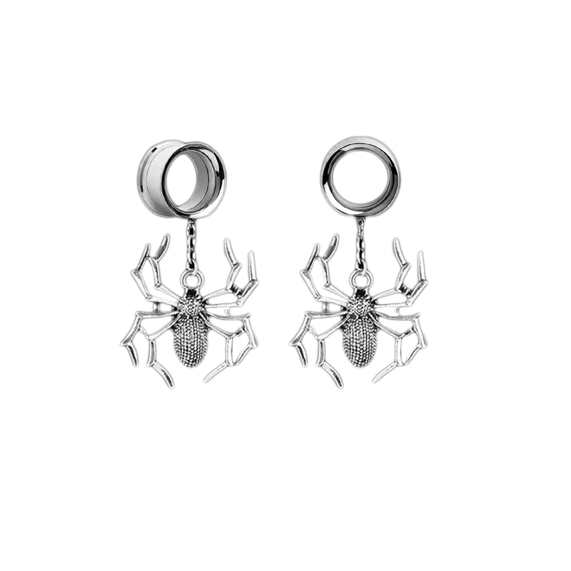 2PC Stainless Steel Gothic Tunnels / Aesthetic Tunnels With Spiders / Vintage Gothic Jewelry - HARD'N'HEAVY