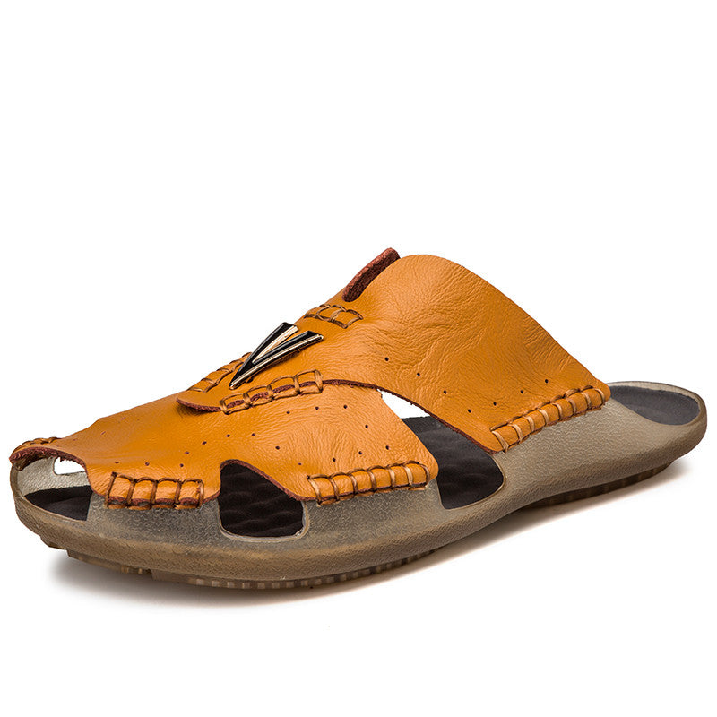 Rock Style leather Non-slip Slippers / Alternative fashion Men Sandals - HARD'N'HEAVY