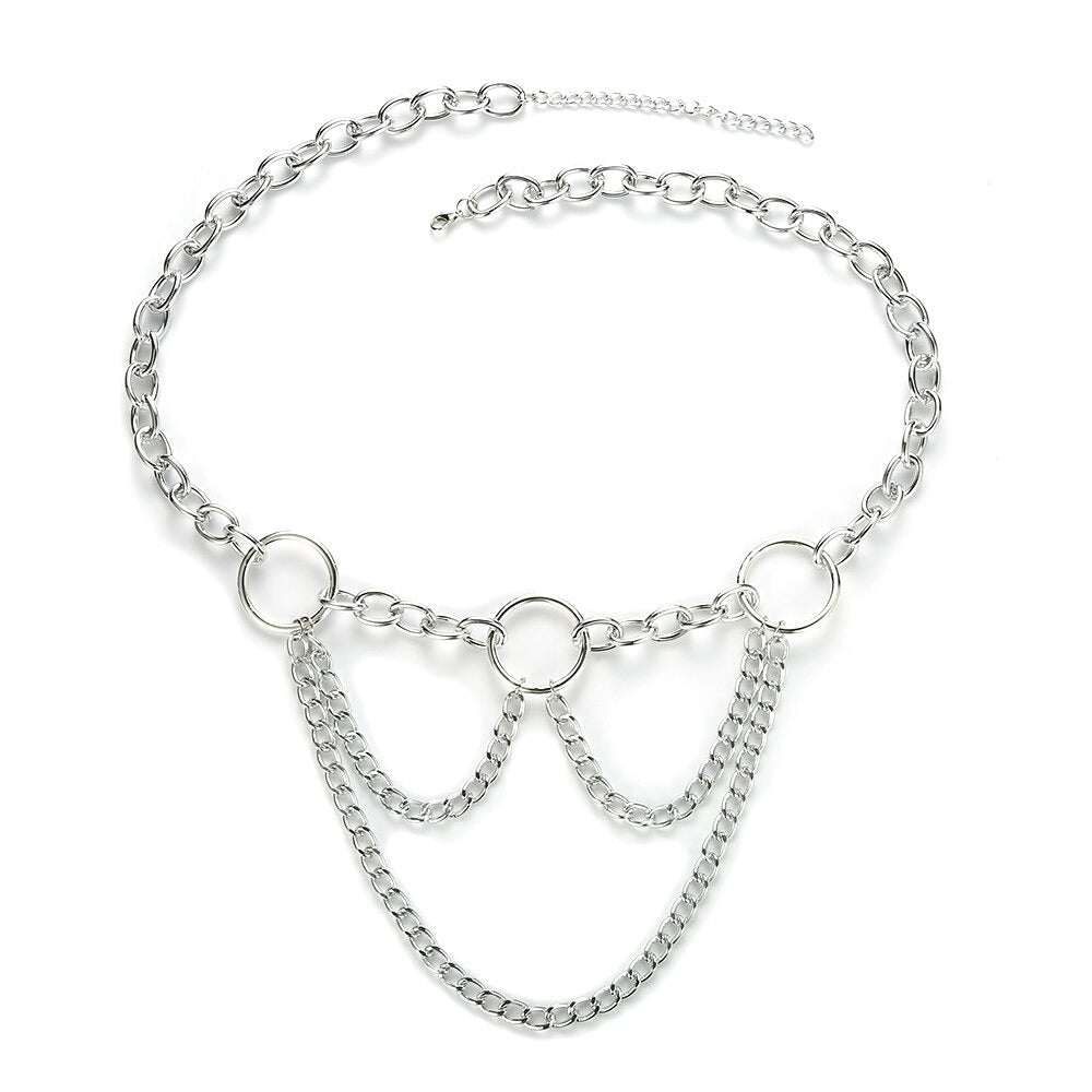 90s metal chain belt / Statement waist chain for Women / Body jewelry rave wear accessory - HARD'N'HEAVY