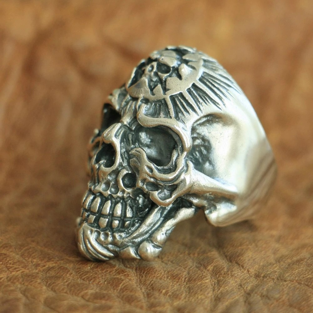 925 Sterling Silver Devil Skull Ring / Vintage Rock Style Skull Ring / Biker Jewelry - HARD'N'HEAVY