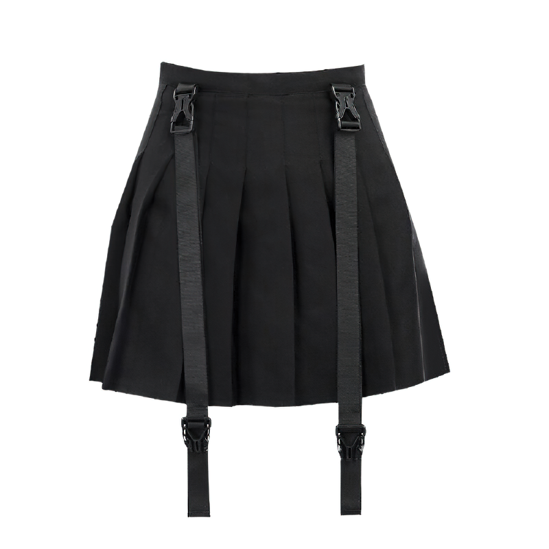 Black Pleated Mini Gothic Skirts  / Female Gothic Skirt With a High Waist - HARD'N'HEAVY
