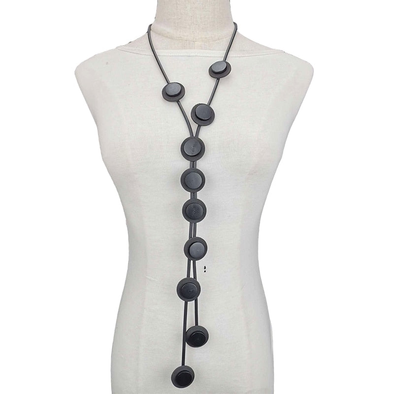 Ethnic Long Pendant Necklaces For Women / Gothic Rubber Handmade Necklaces - HARD'N'HEAVY