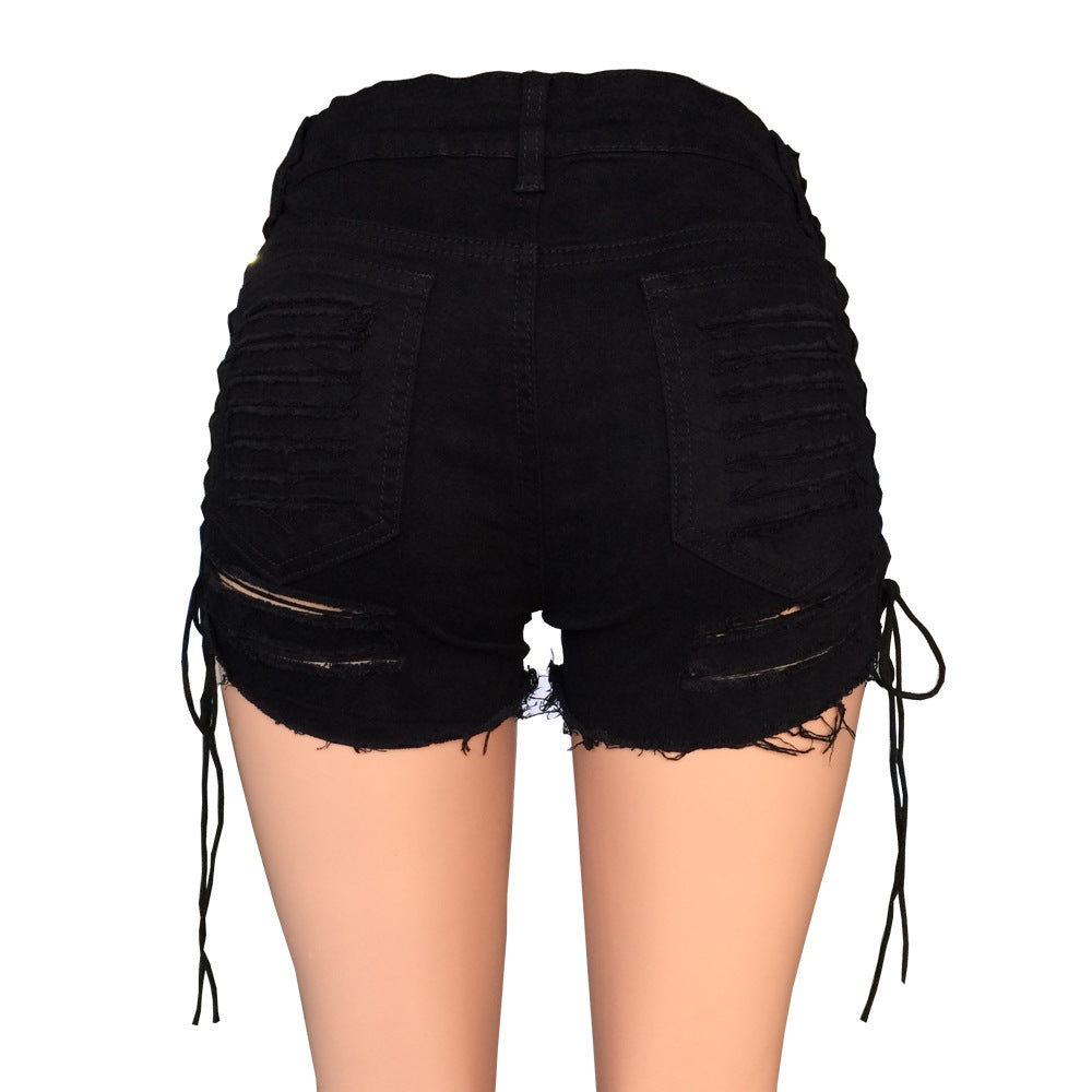 Lace Up Short Shorts / Punk Rock Denim Shorts / Edgy Clothing - HARD'N'HEAVY