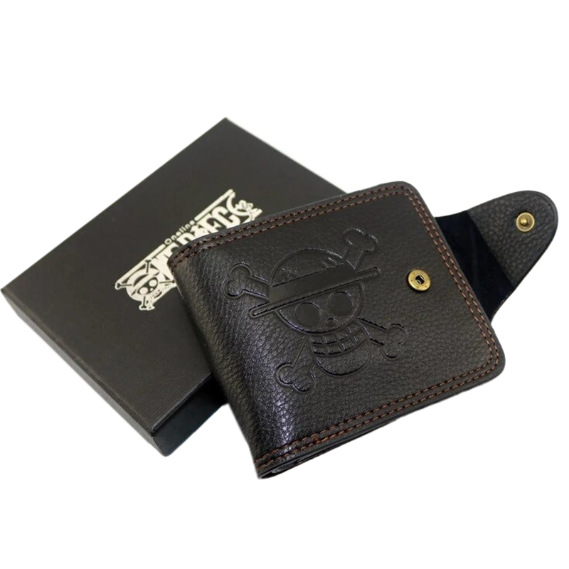 Vintage PU leather wallet with a skull pattern, stylish and unisex, perfect for daily use.