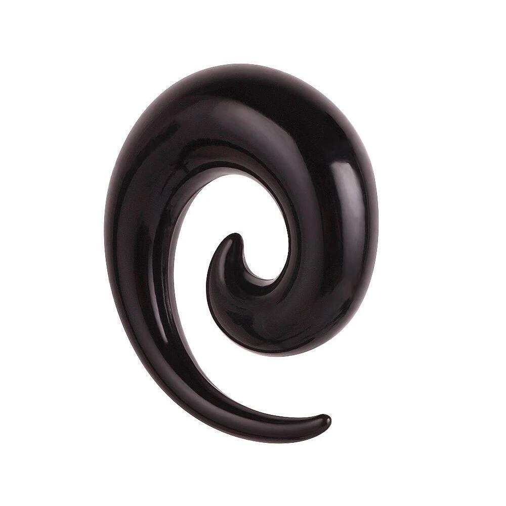 Acrylic spiral taper ear stretching plug in black, stylish and comfortable for all genders, ideal for daily rock accessories.