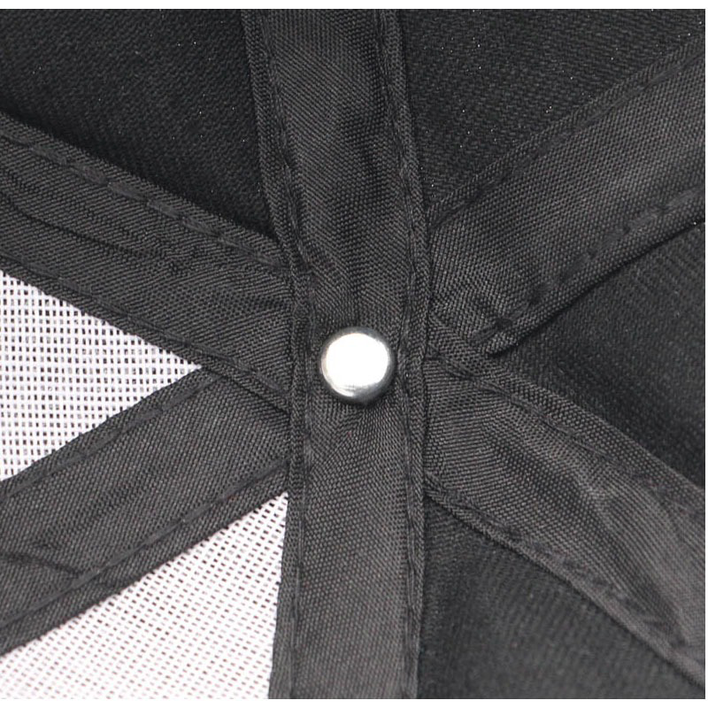 Close-up of adjustable baseball cap showcasing interior stitching and silver button detail for stylish punk aesthetic.