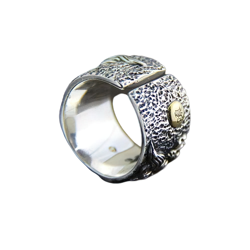 Men's adjustable ring featuring a mythical wild animal design in vintage-style 925 sterling silver.