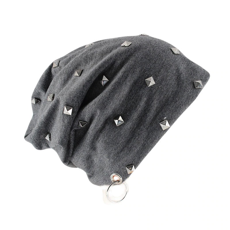 Adult Unisex Warm Beanies With Hoop and Rivets / Alternative Autumn and Winter Fashion - HARD'N'HEAVY