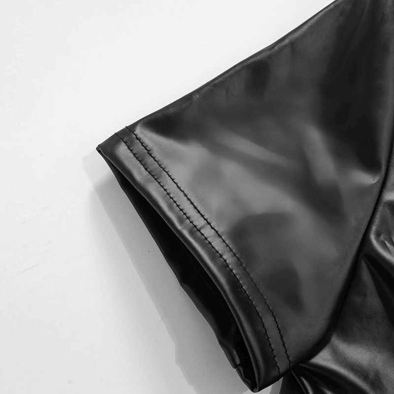 Close-up of the sleeve detail of a black aesthetic skinny crop top for women, showcasing sleek design and stitching.