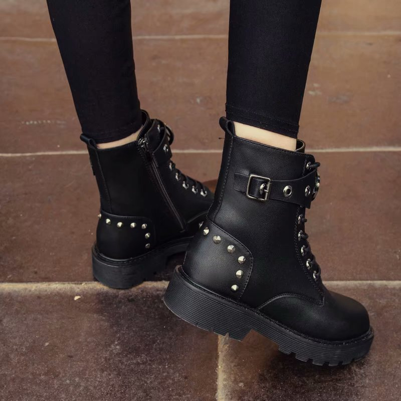 Alt Fashion Women's Ankle Rock Boots / Women's Lace-Up Motorcycle Boots - HARD'N'HEAVY