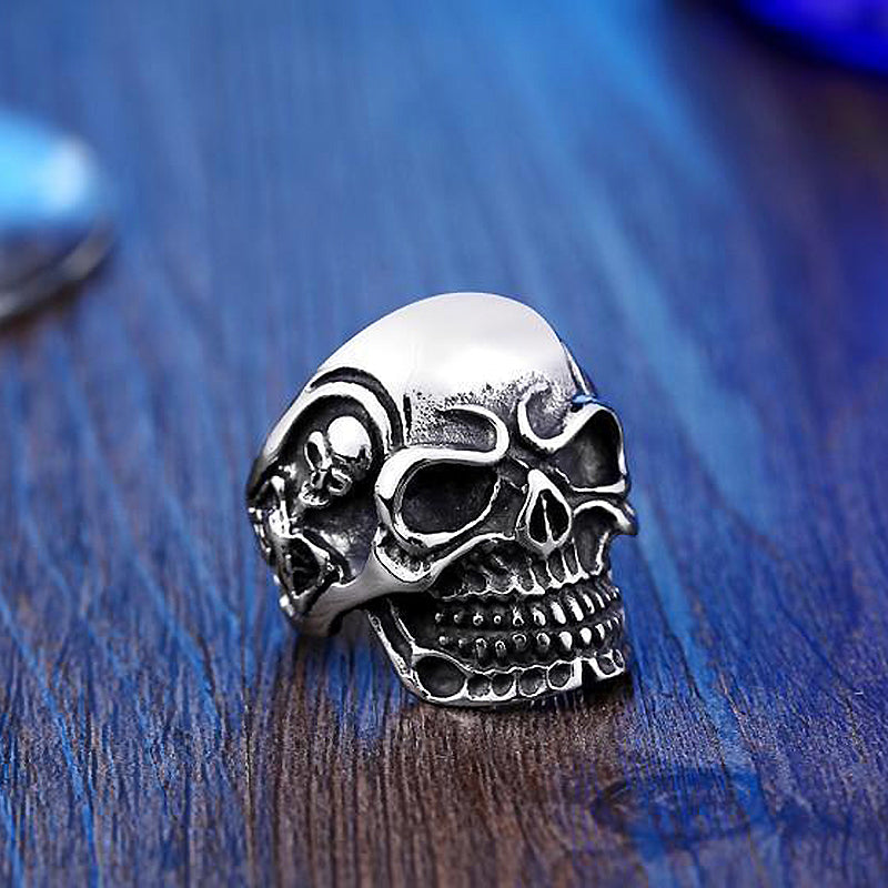 Alternative Fashion Big Tripple Skull Ring / Rock Style Stainless Steel Biker Jewelry - HARD'N'HEAVY