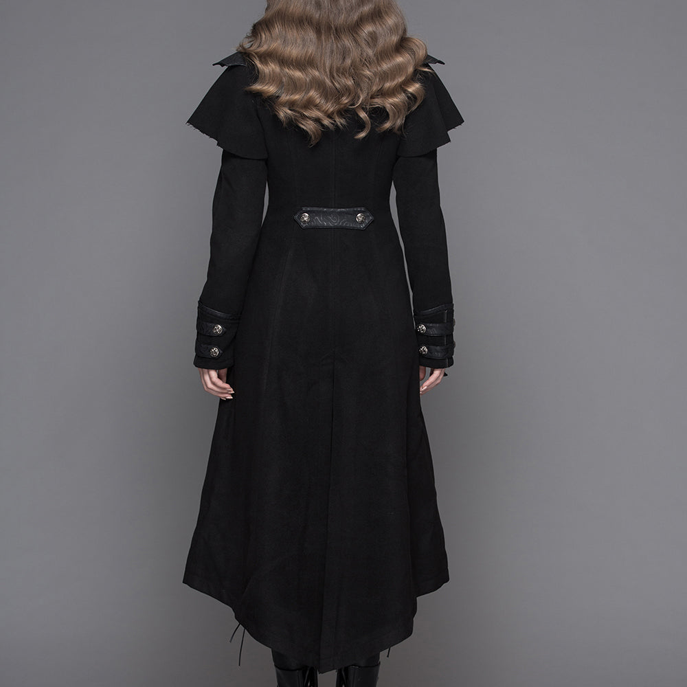 Alternative Fashion Gothic Fake Two Piece Long Coat for Women / Winter Vintage Long Trench Coat - HARD'N'HEAVY