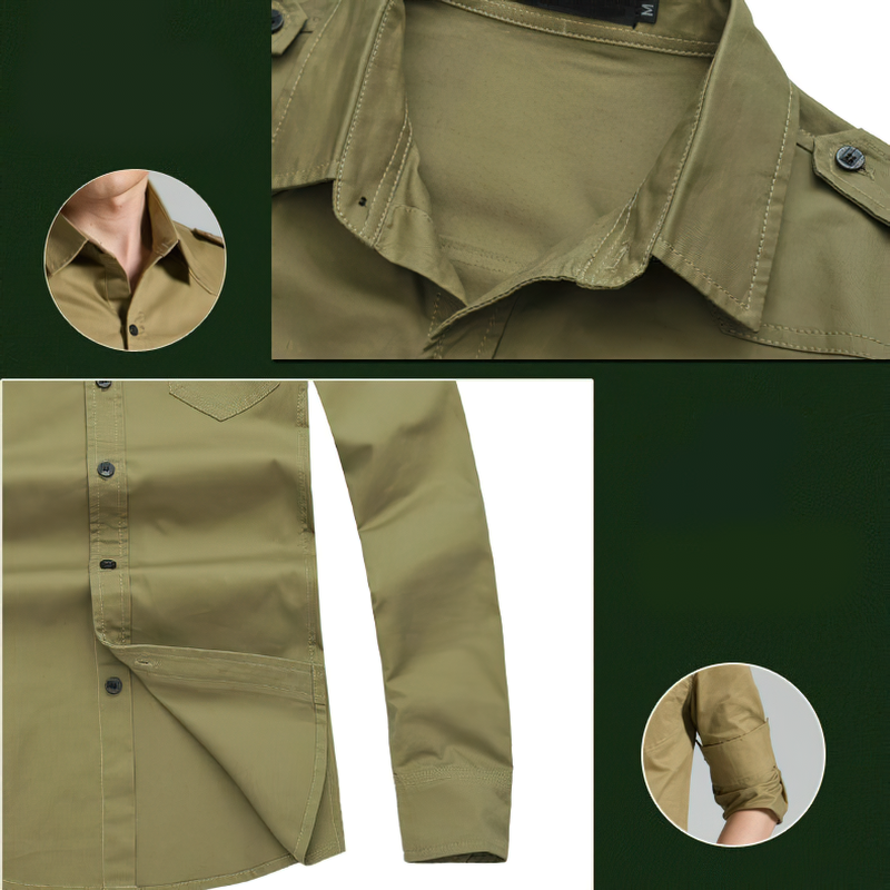 Men's alternative fashion military shirt with button details and breathable cotton fabric, perfect for casual outings.
