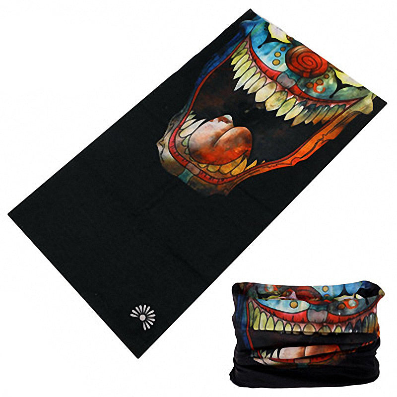 Alternative fashion skull seamless bandana, colorful design perfect for outdoor activities and trendy adventures.