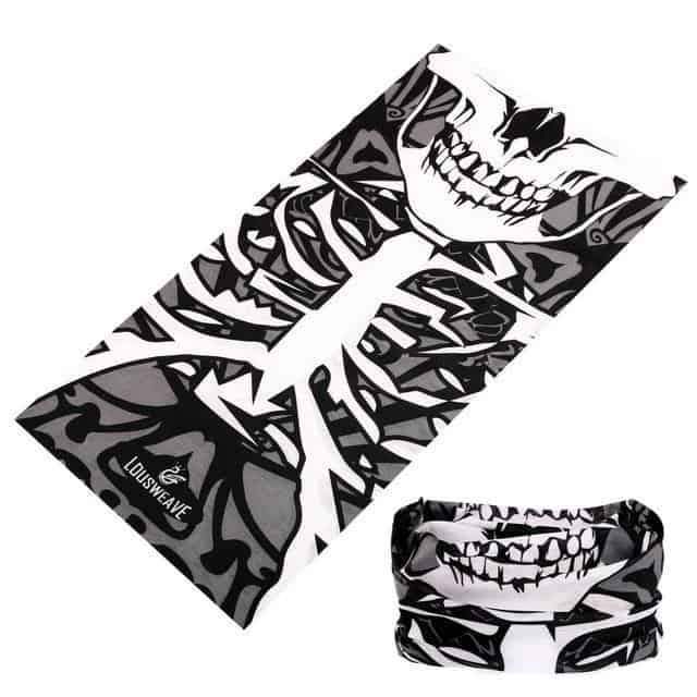 Alternative fashion skull seamless bandana and headscarf for trendy outdoor activities.