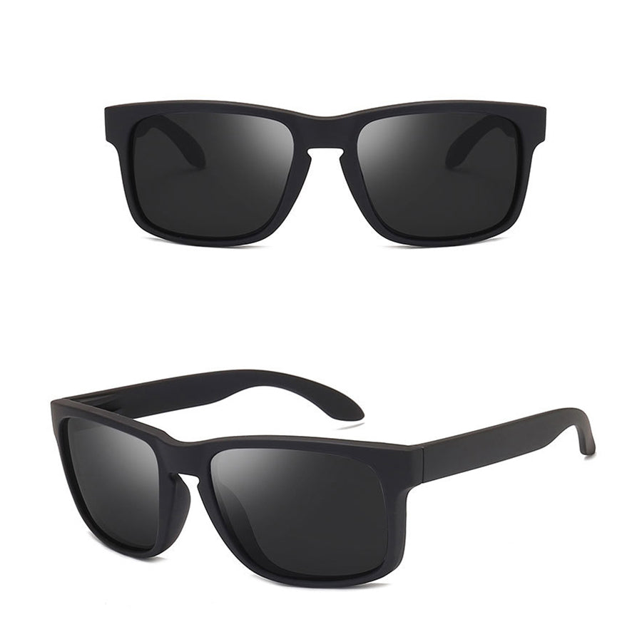 Alternative fashion square polarized sunglasses in black showcasing stylish vintage sport shades.