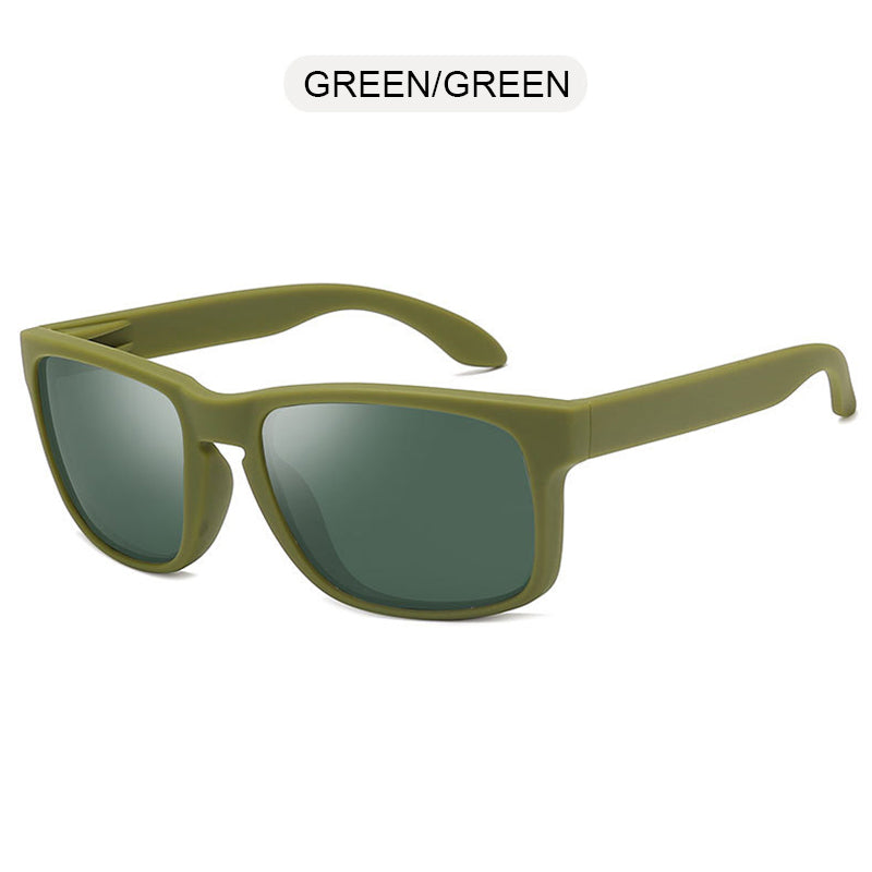 Alternative fashion square polarized sunglasses in green color offering stylish UV protection and comfort.