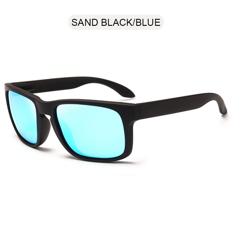 Alternative Fashion Square Polarized Plastic Sunglasses in Sand Black/Blue, perfect for all face shapes.