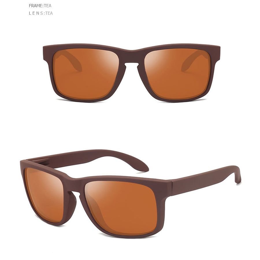 Alternative fashion square polarized sunglasses with tea frame and lens, perfect for a stylish look.