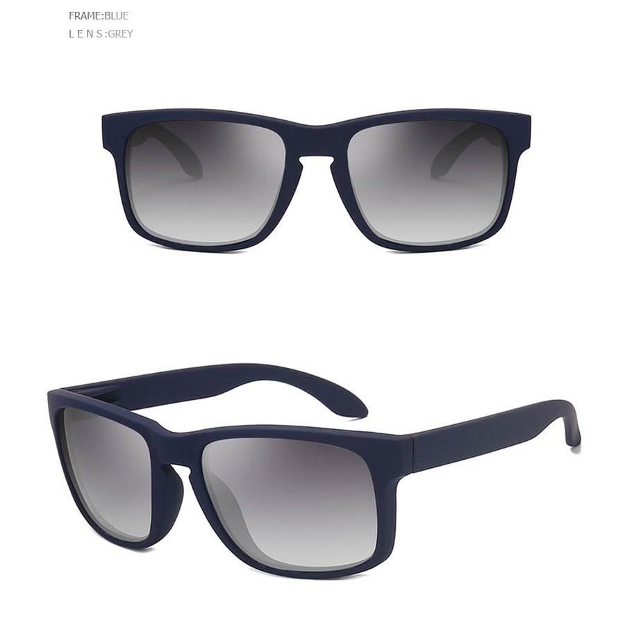 Stylish blue square polarized sunglasses with grey lenses, perfect for alternative fashion lovers and casual wear.