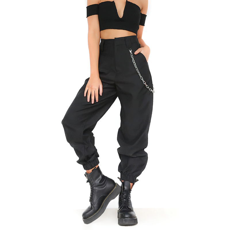 Alternative Fashion Women's Cargo High-Waist Pants / Loose Joggers Trousers for Ladies - HARD'N'HEAVY