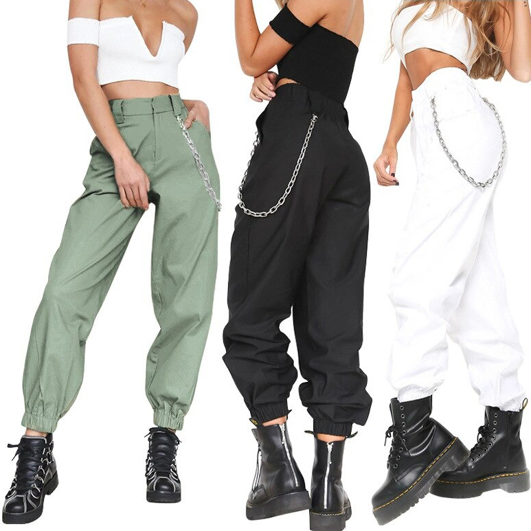 Alternative Fashion Women's Cargo High-Waist Pants / Loose Joggers Trousers for Ladies - HARD'N'HEAVY